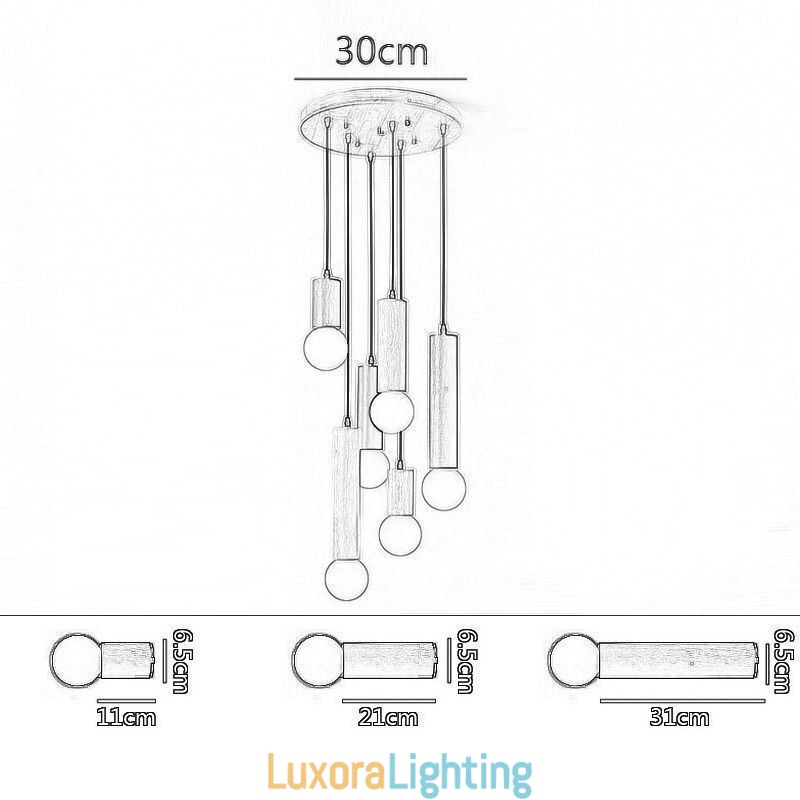 Designer Touch Decorative Japanese Wood Pendant Light 6 Lights Hanging Light