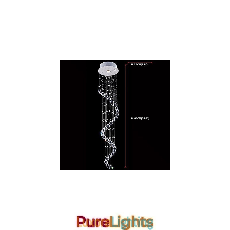 Designer Touch Decorative Crystal Pendant Light Chandelier Lighting 1 Lights Silver Canpoy Clear K9 Crystal Helix Ceiling Lamps H80CM