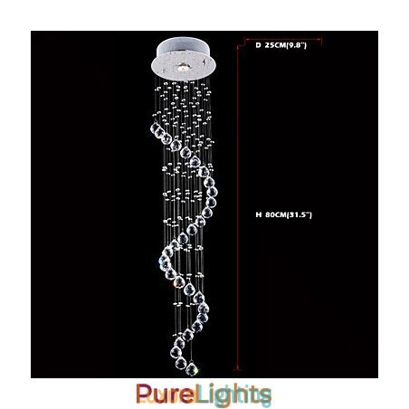 Designer Touch Decorative Crystal Pendant Light Chandelier Lighting 1 Lights Silver Canpoy Clear K9 Crystal Helix Ceiling Lamps H80CM