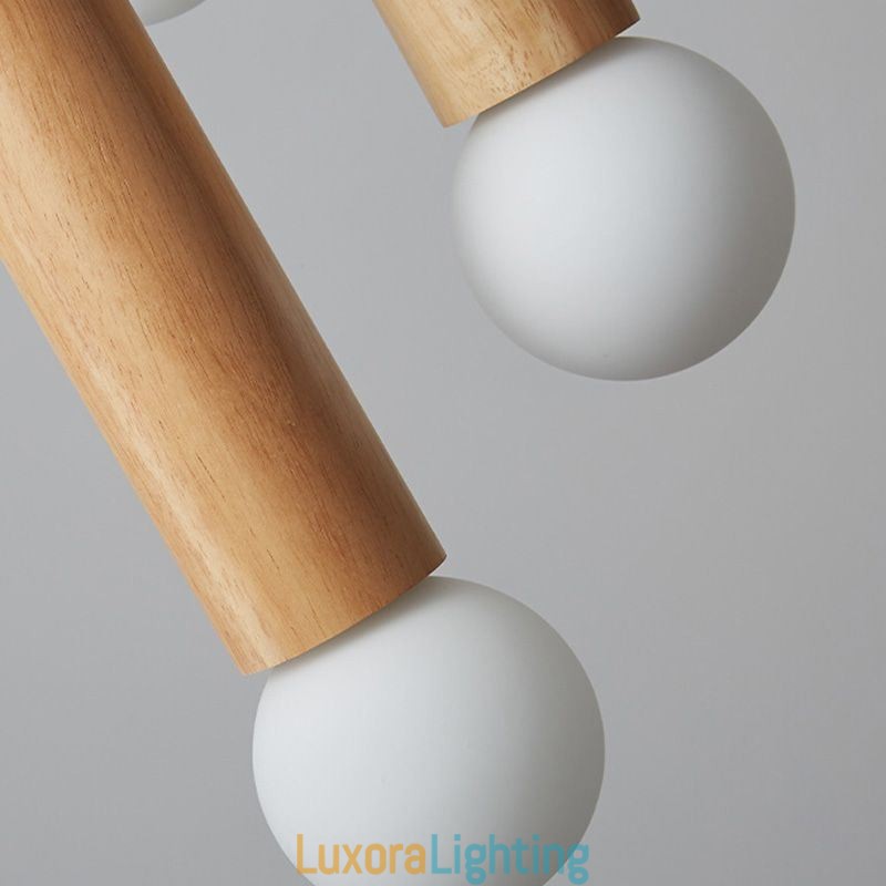 Designer Touch Decorative Japanese Wood Pendant Light 6 Lights Hanging Light