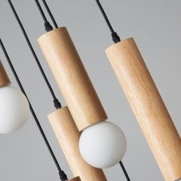 Designer Touch Decorative Japanese Wood Pendant Light 6 Lights Hanging Light