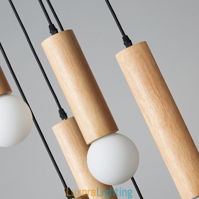 Designer Touch Decorative Japanese Wood Pendant Light 6 Lights Hanging Light
