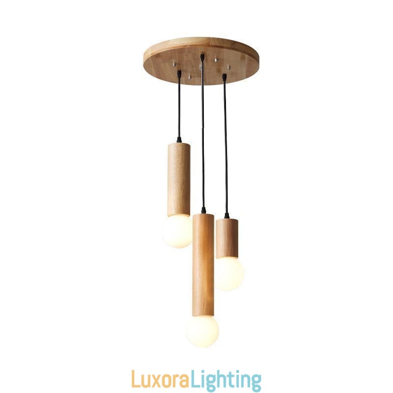 Designer Touch Decorative Japanese Wood Pendant Light 3 Lights Hanging Light
