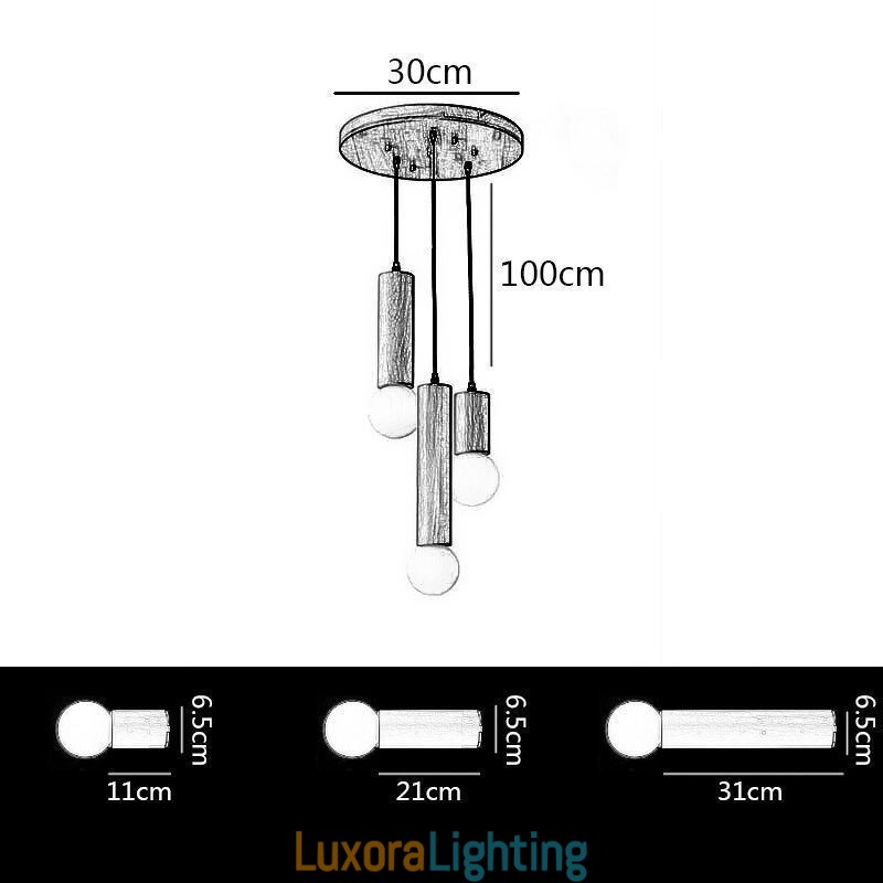 Designer Touch Decorative Japanese Wood Pendant Light 3 Lights Hanging Light