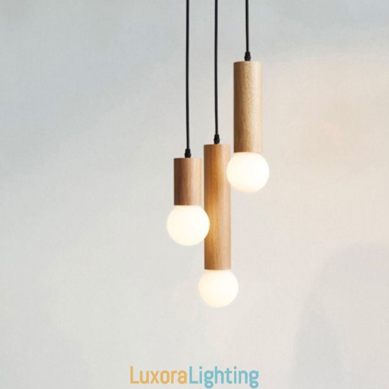 Designer Touch Decorative Japanese Wood Pendant Light 3 Lights Hanging Light