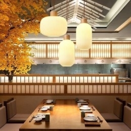 Designer Touch Decorative Japanese Wood Pendant Light Glass Lantern Hanging Light