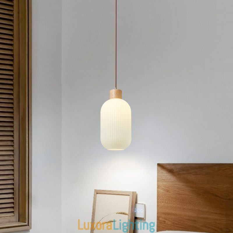 Designer Touch Decorative Japanese Wood Pendant Light Glass Lantern Hanging Light