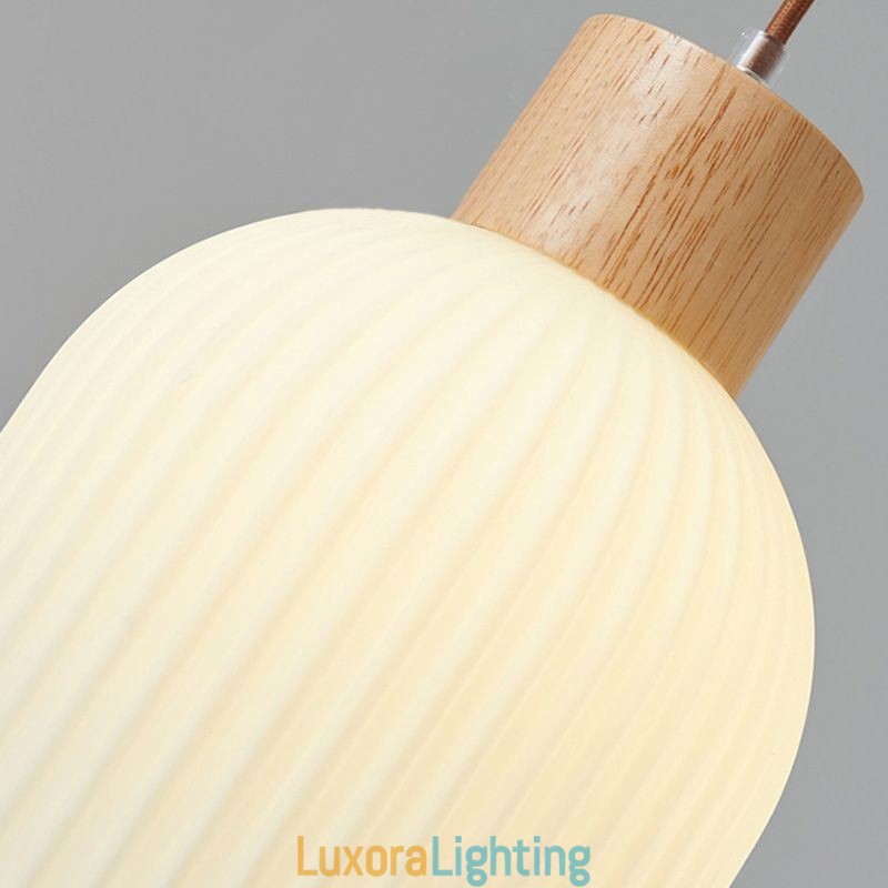 Designer Touch Decorative Japanese Wood Pendant Light Glass Lantern Hanging Light