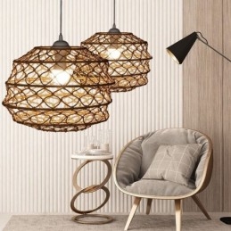 Designer Touch Decorative Modern Pastoral Pendant Light Creative Rattan Hanging Light With Foldable Lampshade