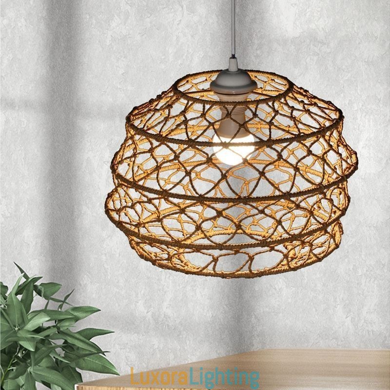 Designer Touch Decorative Modern Pastoral Pendant Light Creative Rattan Hanging Light With Foldable Lampshade