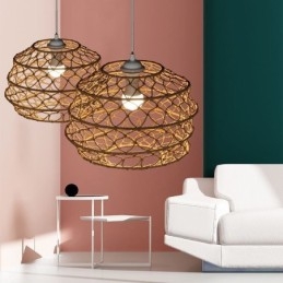 Designer Touch Decorative Modern Pastoral Pendant Light Creative Rattan Hanging Light With Foldable Lampshade
