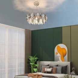 Designer Touch Decorative European Iron Pendant Light Creative Glass Leaf Chandelier