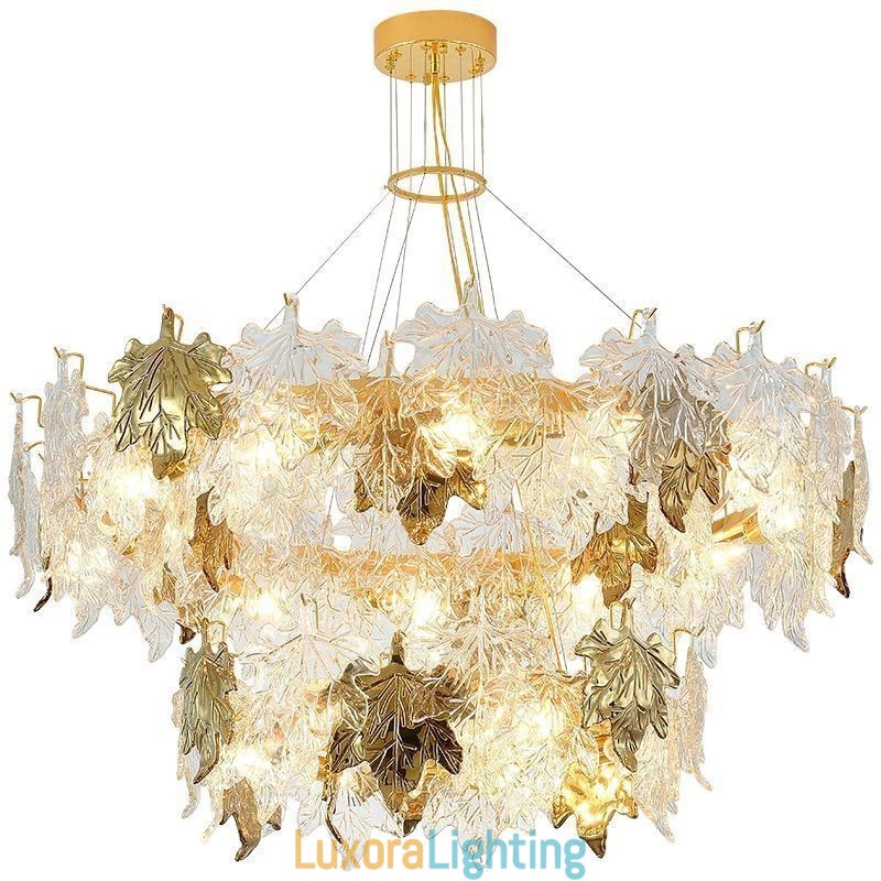 Designer Touch Decorative Maple Leaf Pendant Light European Home Decor Glass Chandelier