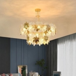 Designer Touch Decorative Maple Leaf Pendant Light European Home Decor Glass Chandelier