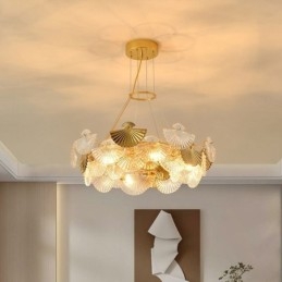 Designer Touch Decorative European Glass Hanging Light Fan Shaped Art Chandelier