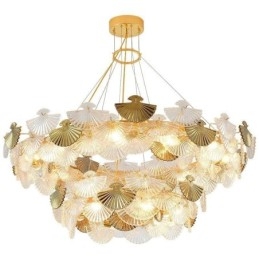 Designer Touch Decorative European Glass Hanging Light Fan Shaped Art Chandelier
