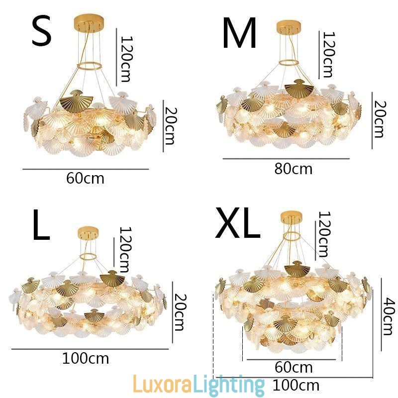 Designer Touch Decorative European Glass Hanging Light Fan Shaped Art Chandelier