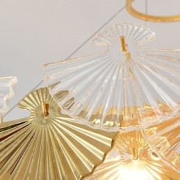 Designer Touch Decorative European Glass Hanging Light Fan Shaped Art Chandelier