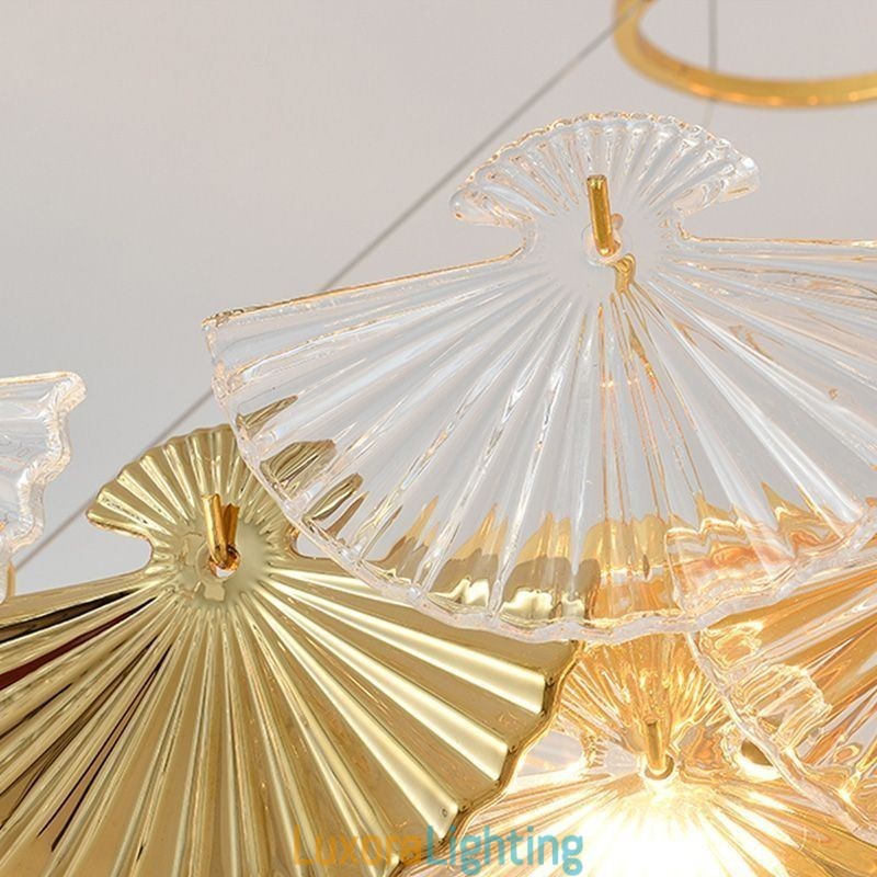 Designer Touch Decorative European Glass Hanging Light Fan Shaped Art Chandelier