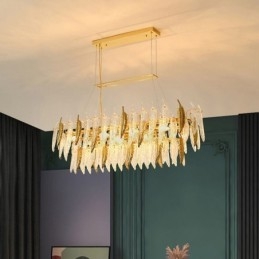 Designer Touch Decorative Artistic Glass Chandelier Feather Oval Pendant Light