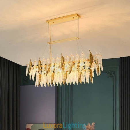Designer Touch Decorative Artistic Glass Chandelier Feather Oval Pendant Light