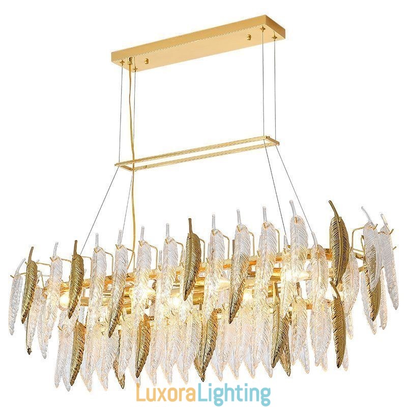 Designer Touch Decorative Artistic Glass Chandelier Feather Oval Pendant Light