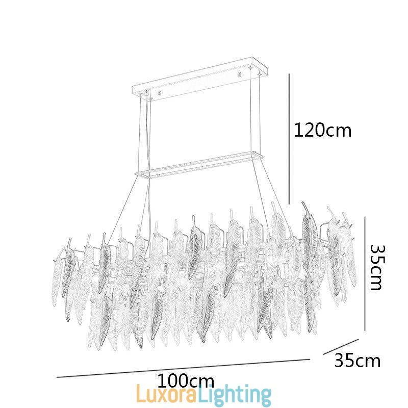 Designer Touch Decorative Artistic Glass Chandelier Feather Oval Pendant Light