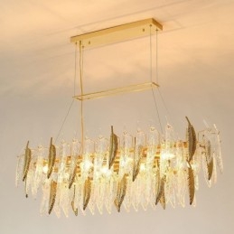 Designer Touch Decorative Artistic Glass Chandelier Feather Oval Pendant Light