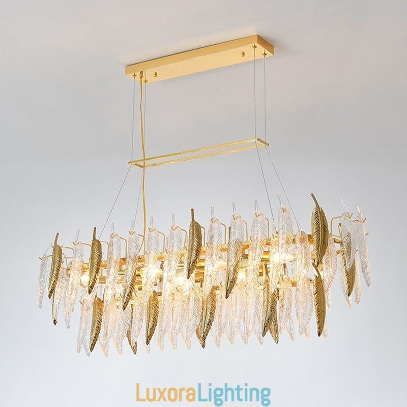 Designer Touch Decorative Artistic Glass Chandelier Feather Oval Pendant Light