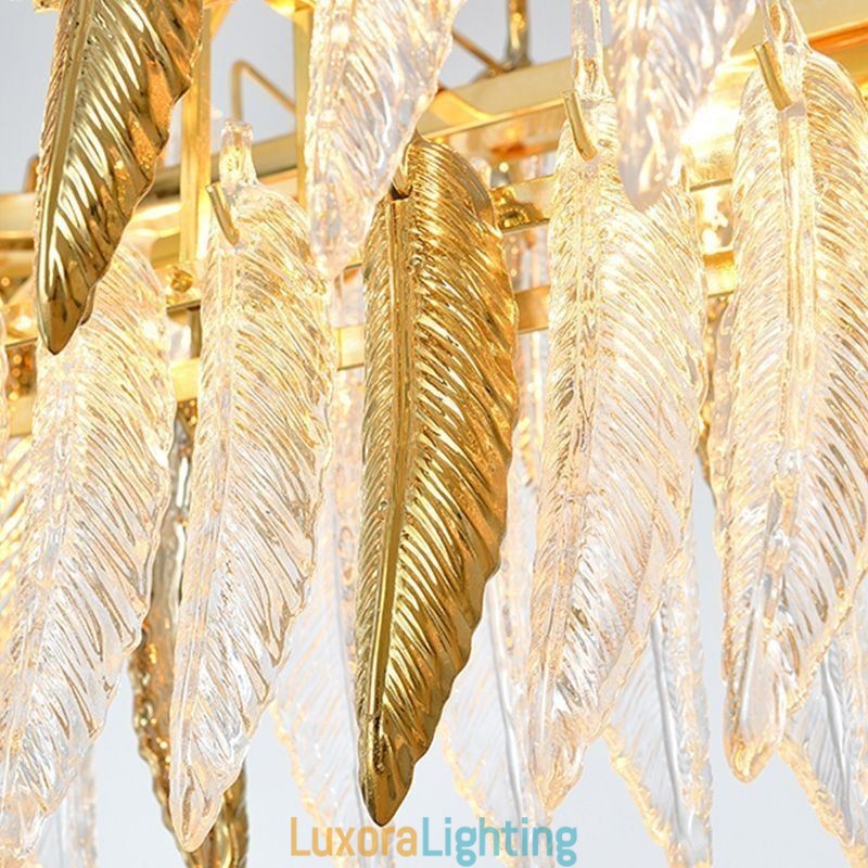 Designer Touch Decorative Artistic Glass Chandelier Feather Oval Pendant Light