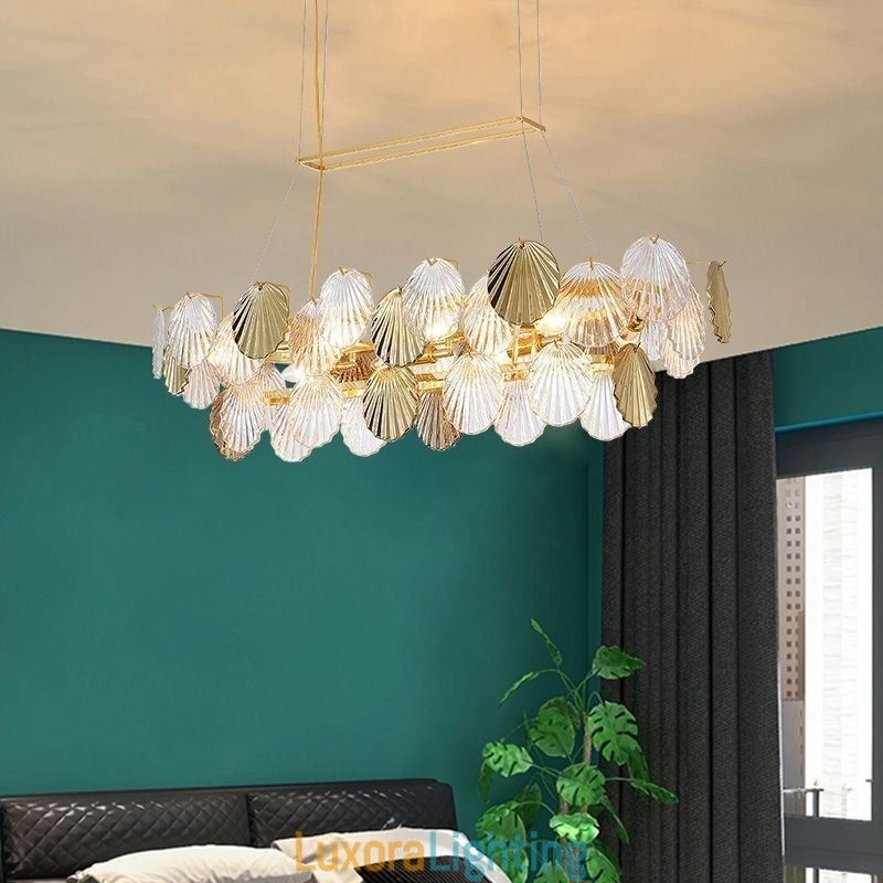Designer Touch Decorative Luxury Glass Chandelier Fashion Lamp Shell Shape Glass Hanging Lamp