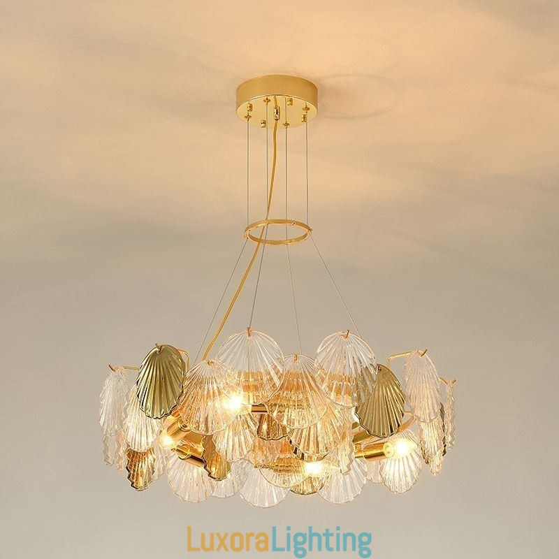 Designer Touch Decorative Modern Shell Glass Chandelier Lights Dining