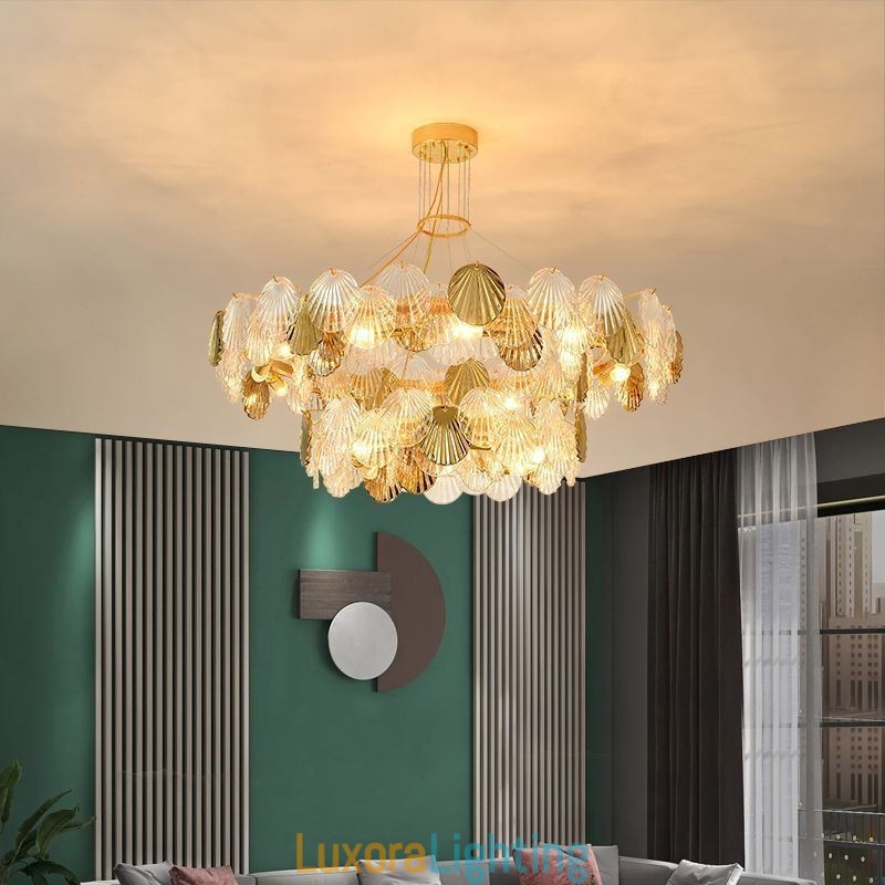Designer Touch Decorative Modern Shell Glass Chandelier Lights Dining