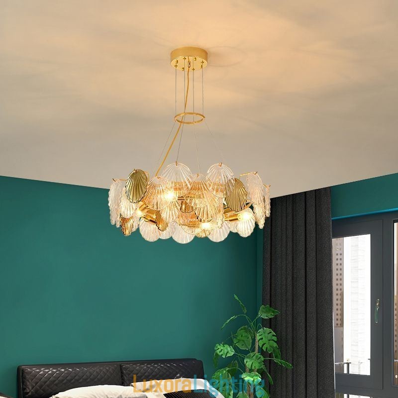 Designer Touch Decorative Modern Shell Glass Chandelier Lights Dining
