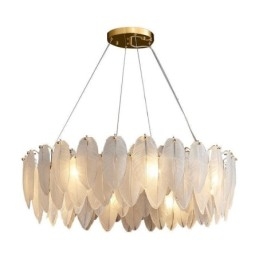 Designer Touch Decorative Artistic Glass Chandelier Feather Round Pendant Light