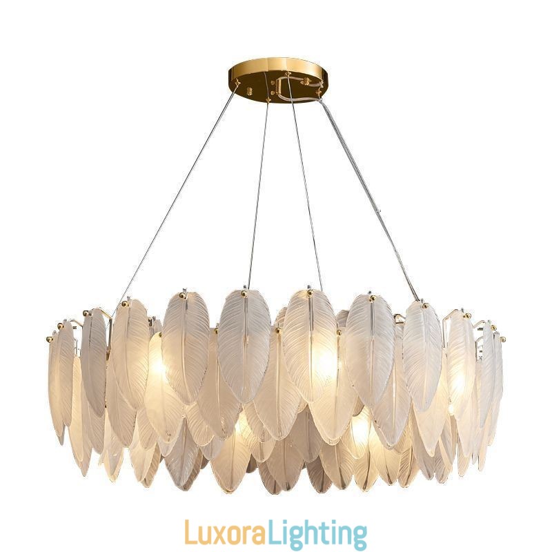 Designer Touch Decorative Artistic Glass Chandelier Feather Round Pendant Light