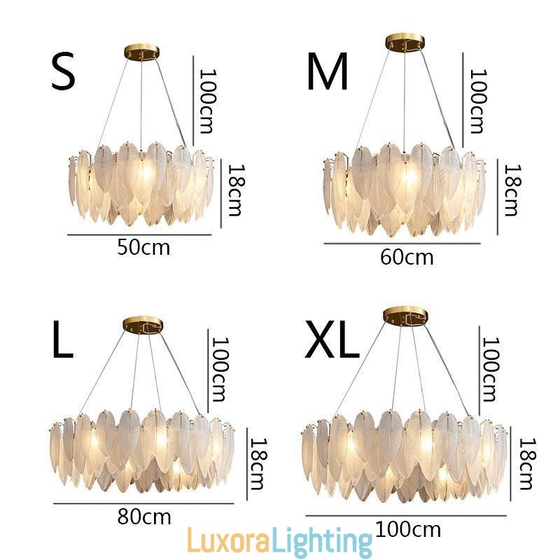 Designer Touch Decorative Artistic Glass Chandelier Feather Round Pendant Light