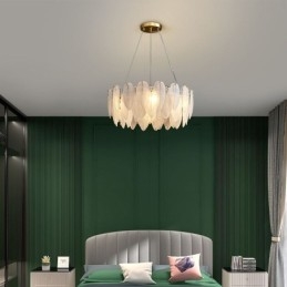 Designer Touch Decorative Artistic Glass Chandelier Feather Round Pendant Light