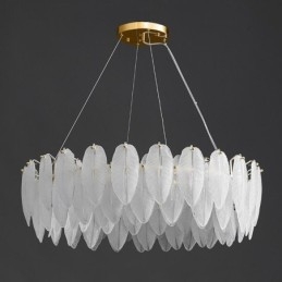 Designer Touch Decorative Artistic Glass Chandelier Feather Round Pendant Light