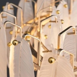 Designer Touch Decorative Artistic Glass Chandelier Feather Round Pendant Light