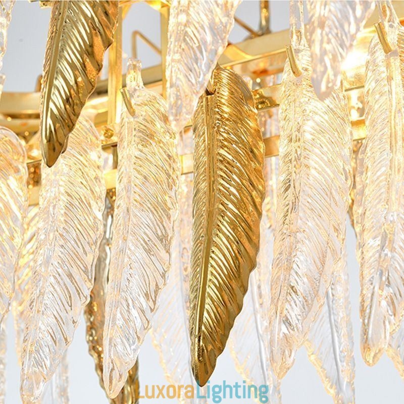 Designer Touch Decorative Artistic Glass Chandelier Feather Round Ceiling Light