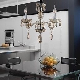 Designer Touch Decorative 3 Light The style of palace Glass Chandelier With Candle Bulb