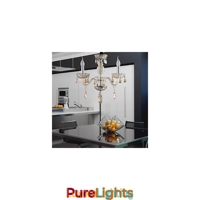Designer Touch Decorative 3 Light The style of palace Glass Chandelier With Candle Bulb
