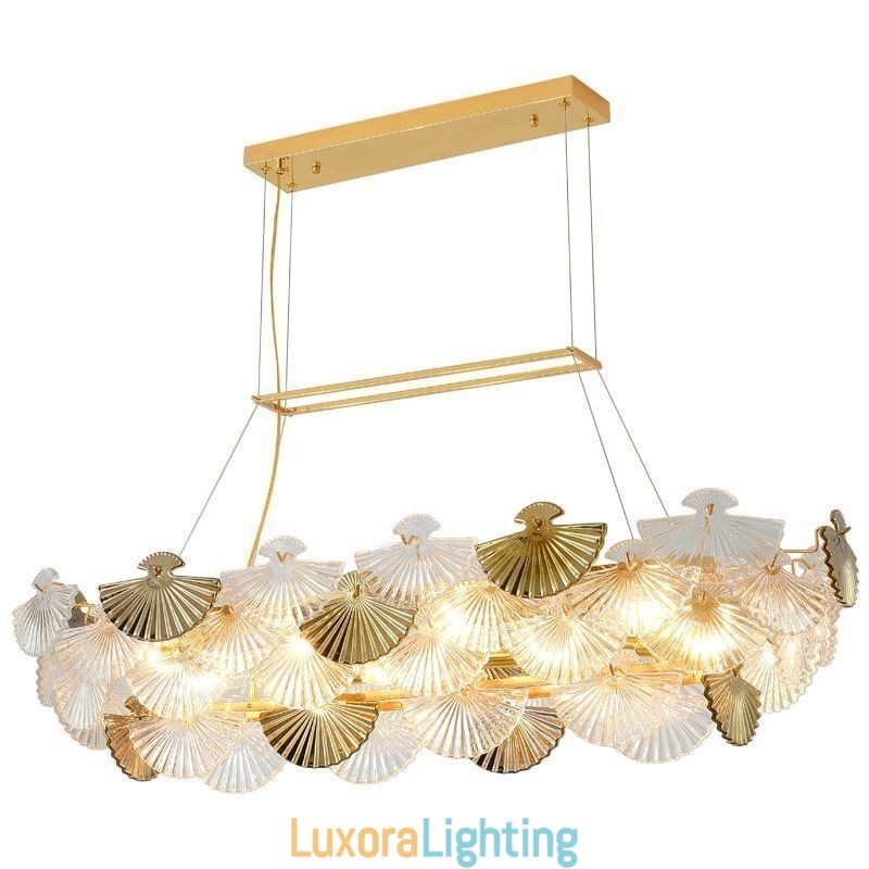 Designer Touch Decorative European Glass Pendant Light Fan Shaped Art Chandelier