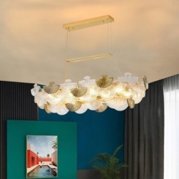 Designer Touch Decorative European Glass Pendant Light Fan Shaped Art Chandelier