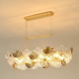 Designer Touch Decorative European Glass Pendant Light Fan Shaped Art Chandelier