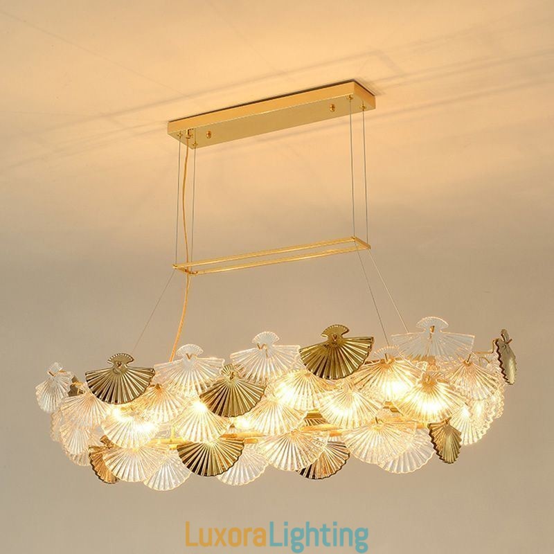 Designer Touch Decorative European Glass Pendant Light Fan Shaped Art Chandelier