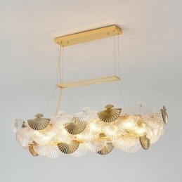 Designer Touch Decorative European Glass Pendant Light Fan Shaped Art Chandelier