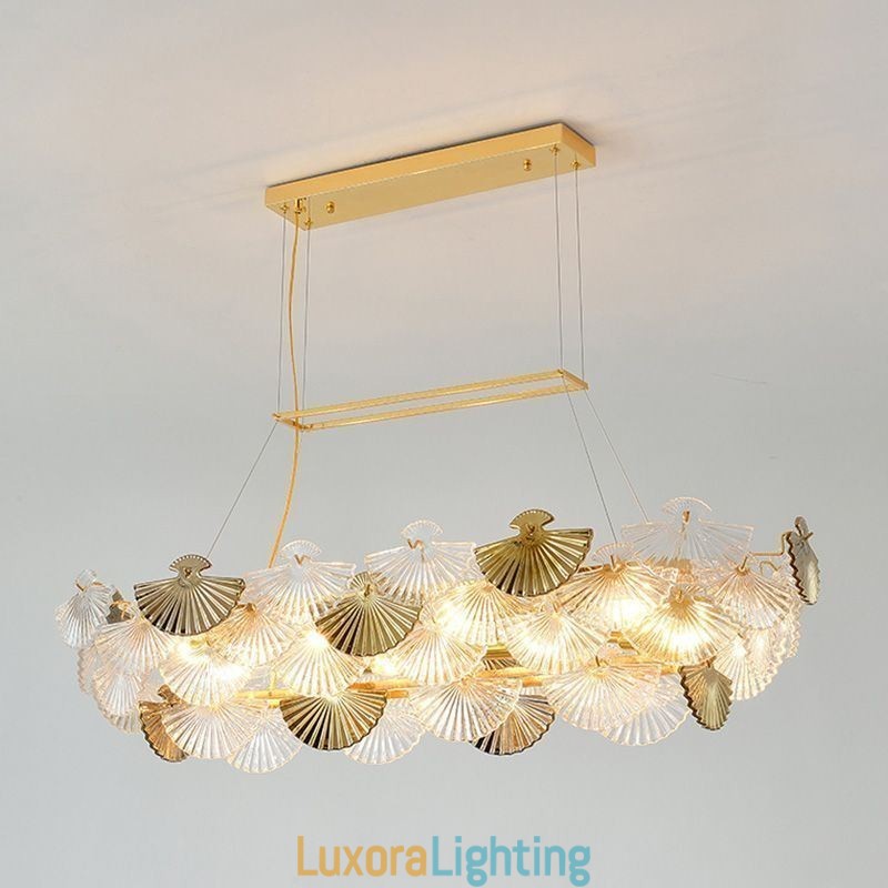 Designer Touch Decorative European Glass Pendant Light Fan Shaped Art Chandelier