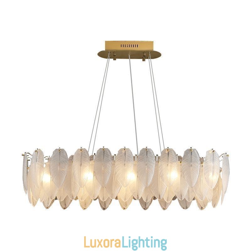 Designer Touch Decorative Artistic Glass Chandelier Feather Round Pendant Lighting